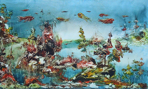 Quadro di L. Giovannetti Fondo marino - Pittori contemporanei galleria Firenze Art