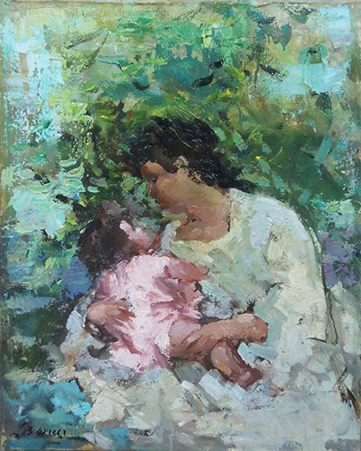 Quadro di Francesco Bausi Maternità - olio tela 