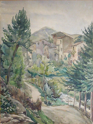 Art work by firma Illeggibile Paesaggio - watercolor paper 