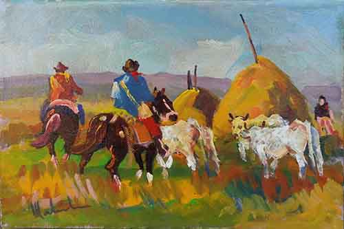 Art work by B. Malardini Butteri in Maremma - oil canvas 