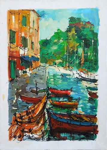 Quadro di  Tanni  Barche  - olio tela 