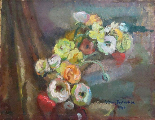 Quadro di Antonio Santandrea Vaso con fiori - olio tela 