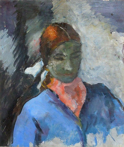 Art work by  Anonimo Figura di donna  - oil plywood 