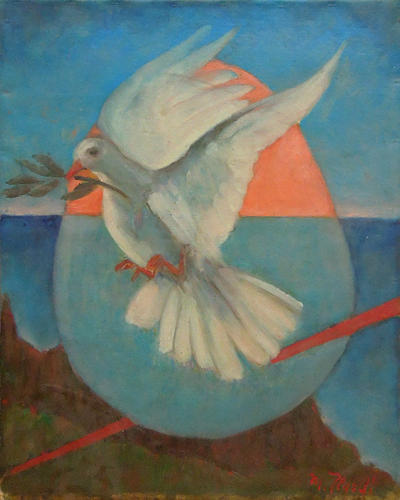 Quadro di Mariano Ilardi La colomba della pace - olio cartone telato 