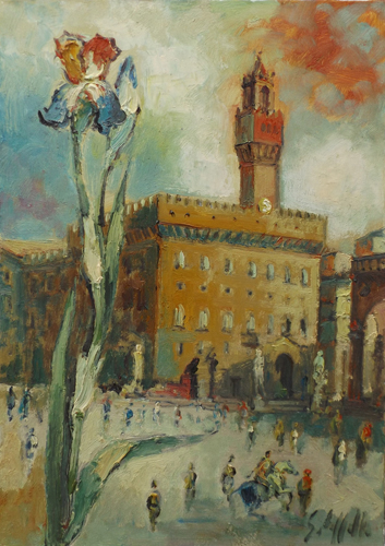 Quadro di Emanuele Cappello La città del Giglio - Pittori contemporanei galleria Firenze Art