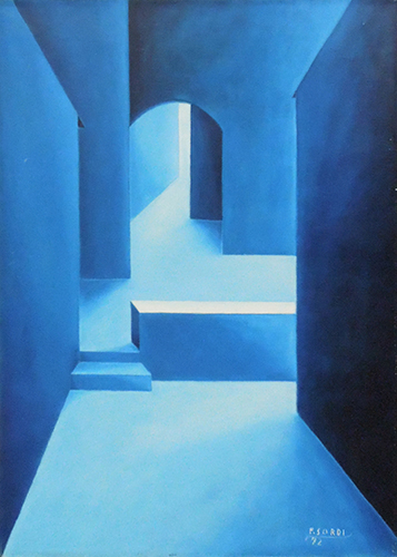 Quadro di F. Sordi Architettura blu - Pittori contemporanei galleria Firenze Art