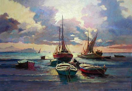 Claudio da Firenze Domenici - Effetto tramonto sul mare